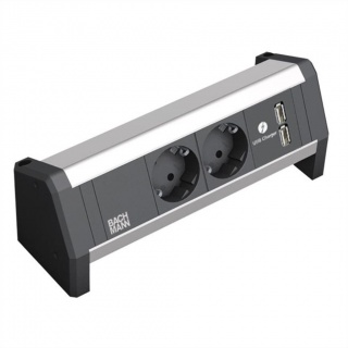 Priza birou DESK 1 cu 2 x Schuko + 2 x USB la GST18, BACHMANN 902.0192